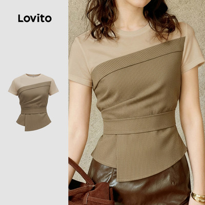 Áo kiểu nữ Lovito xuân hè giả 2 trong 1 bất đối xứng thanh lịch LK4LD2653
