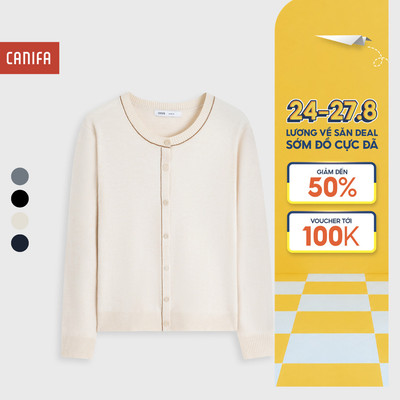 Áo len nữ CANIFA cardigan mỏng dài tay cổ tròn 6TC25W005