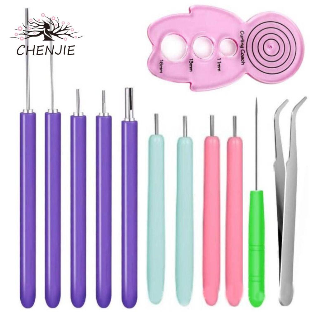 CHENJIE 12 CÁI Bộ kim Quilling, Bút có rãnh Quilling Dụng cụ Quilling Giấy nhiều kích thước, Dải giấ