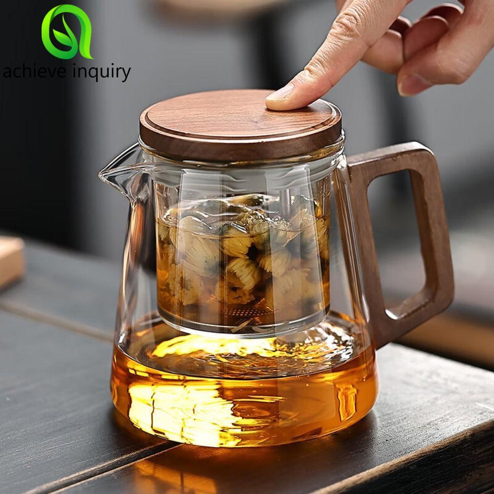 ACHIEVE INQUIRY Tea Pot with Infusers, Ấm trà thủy tinh tách trà chịu nhiệt 650ML, Tách nước trà tro