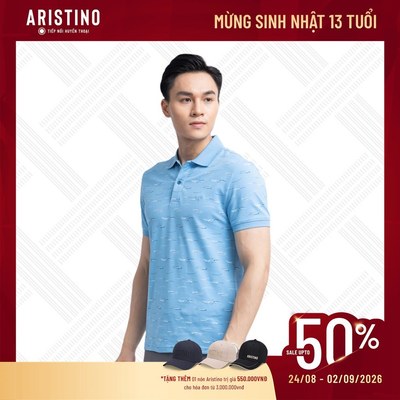 Áo polo nam ngắn tay ARISTINO họa tiết tinh tế, nam tính, trẻ trung lịch sự APS100S3
