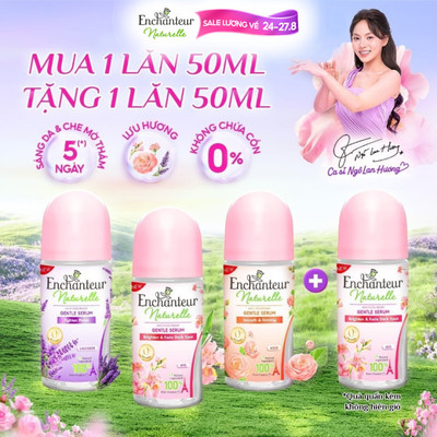 [MUA 1 NHẬN 2 FULLSIZE] Lăn khử mùi tinh chất Serum Làm Sáng Da, Mờ Thâm sau 5 ngày -100% thiên nhiên dịu nhẹ Enchanteur