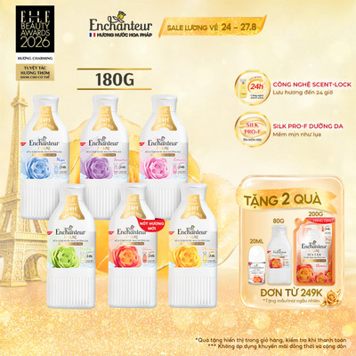 [CẢI TIẾN MỚI] Sữa tắm hương nước hoa dưỡng da thơm mịn Enchanteur 180g (5 mùi - Bao bì thay đổi tùy đợt nhập hàng)