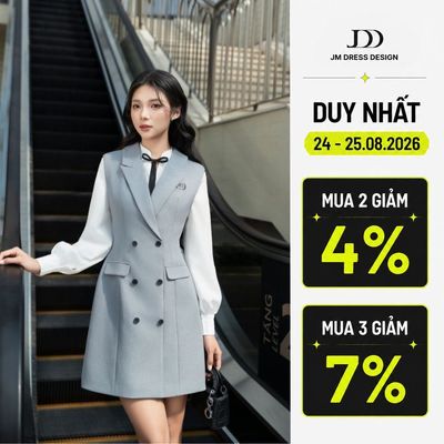 Đầm cổ vest phối cổ tàu dáng ngắn 1F29.2412K thiết kế bởi JM Dress Design