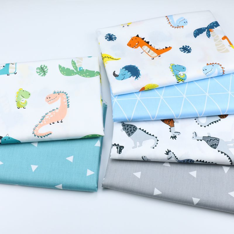 Khủng Long Tam Giác In Hình Vải Trẻ Em Cotton Đệm Áo Khoác Vải Cotton Nguyên Chất Twill Quilt Bao Gố