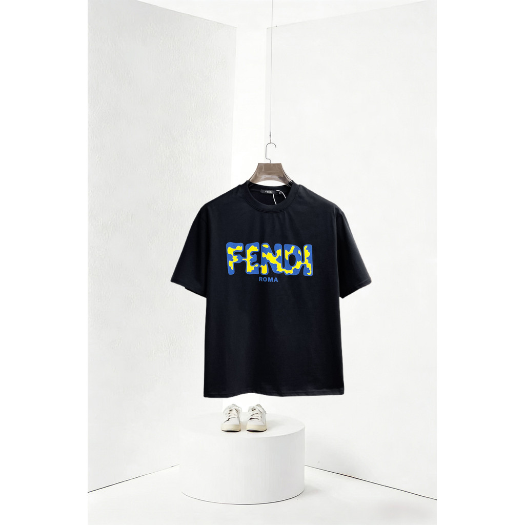 FENDI FENDI Mùa Hè Plus Size Ngắn Tay Nam Nữ Cặp Đôi In Chữ Mùa Xuân Thu Cao Cấp Đáy Áo Sơ Mi Với Va