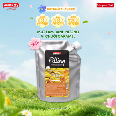 Mứt Làm Bánh Nướng Vị Chuối Caramel - Hàm lượng trái cây cao - Nguyên liệu làm bánh - ANDROS FILLING - 1kg