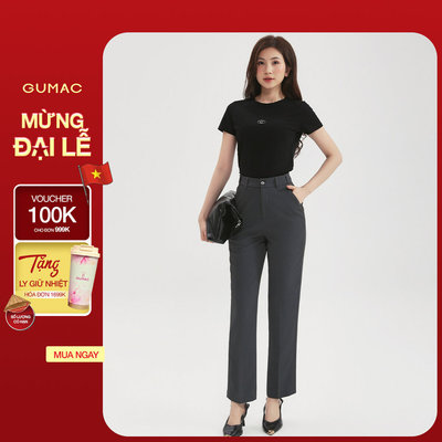 Quần Tây Nữ GUMAC Form Ống Đứng Lưng Thun Thoải Mái Thanh Lịch QF05022