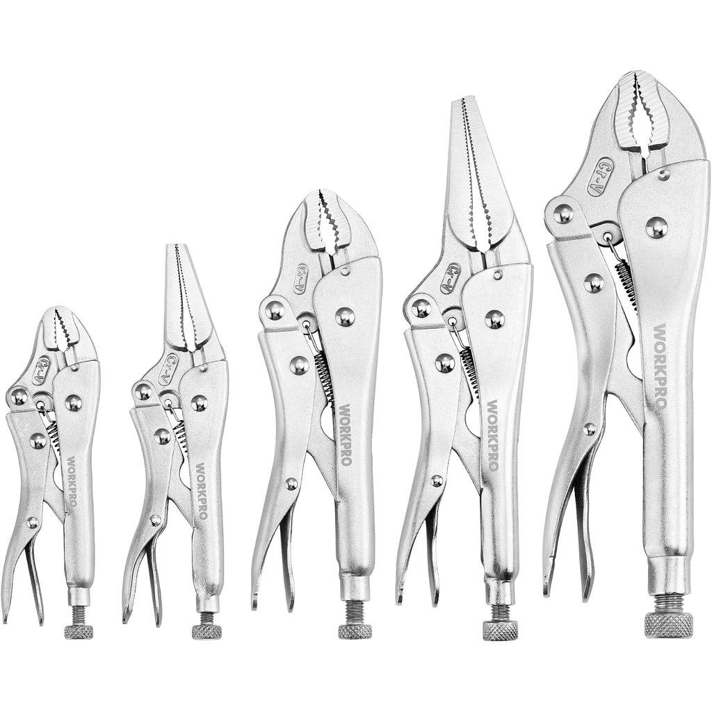 WORKPRO 5-Piece Locking Pliers Set, Pliers Tool Set, Vice Grips with Chrome-vanadium Steel, 5/7/10 i