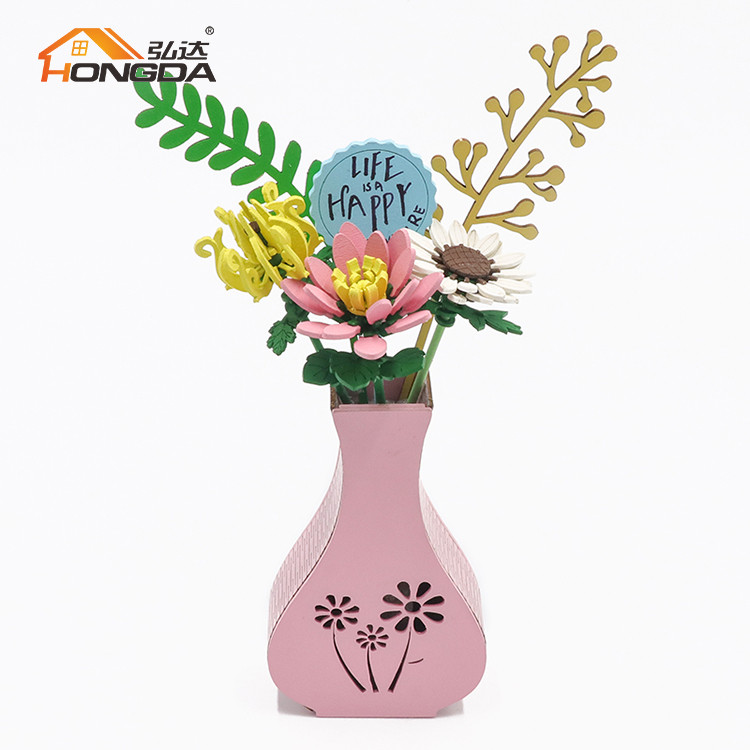 Hongda FL003 Gỗ 3D Xếp Hình DIY Đồ Chơi Giáo Dục Trẻ Em Hoa Mẫu Lắp Ráp Thủ Công Bộ Quà Tặng