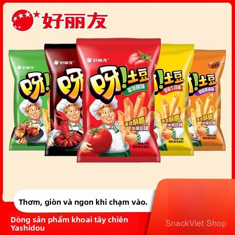 Đồ ăn vặt15Orion đóng túi40g Bánh khoai tây Yatou, đồ ăn vặt dạng phồng vị cà chua, mật ong và bít t