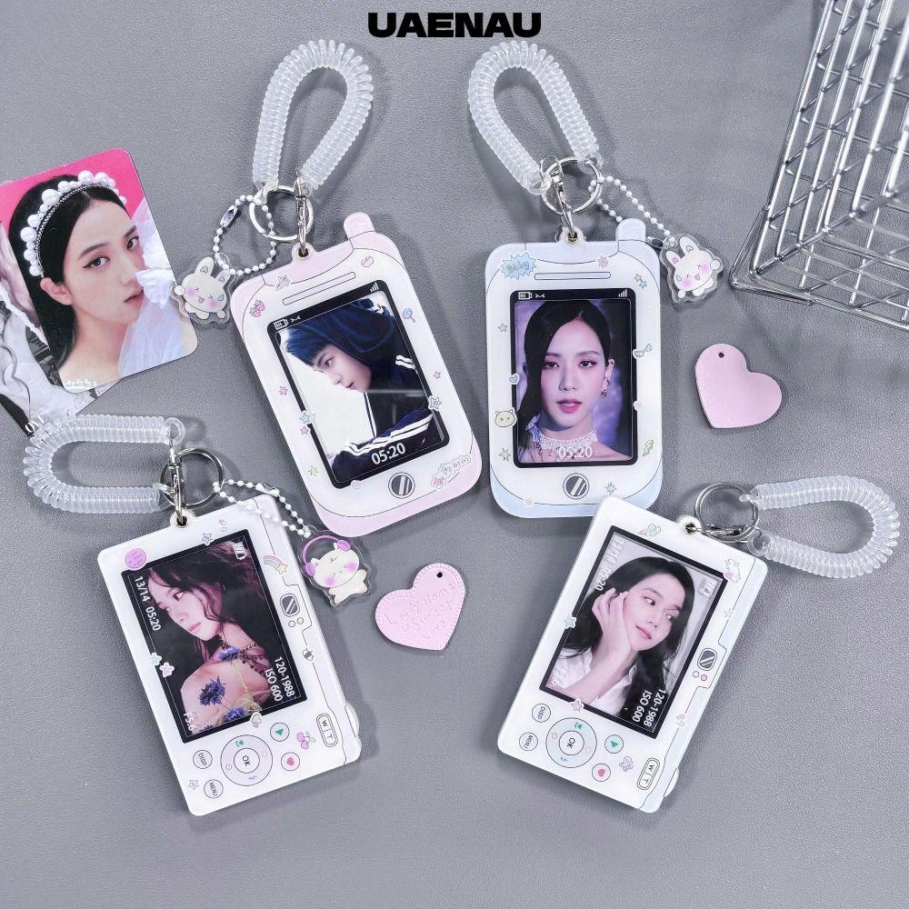 UAENAU Idol Photo Card Tay áo, Thẻ xe buýt ID Acrylic Bảo vệ Hộp đựng Photocard Kpop, Móc khóa di độ
