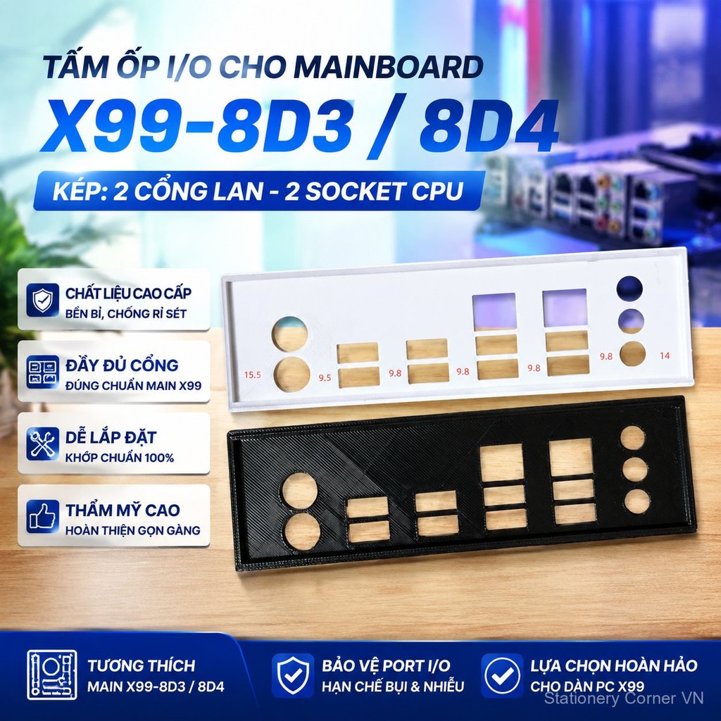 Tấm che IO bo mạch chủ JINGYUE X99-8D3 8D4 hai cổng mạng, lắp đặt chính xác, bền bỉ, dùng máy tính