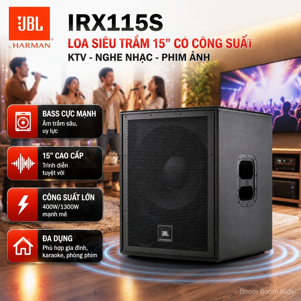 Loa subwoofer IRX115S 15 inch công suất lớn cho dàn karaoke gia đình, bass sâu