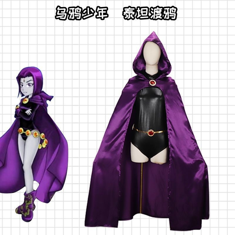 Dc Truyện Tranh Siêu Anh Hùng Hai Chiều Anime cos Trang Phục Crow Teen Titans Raven Cosplay Trình Di