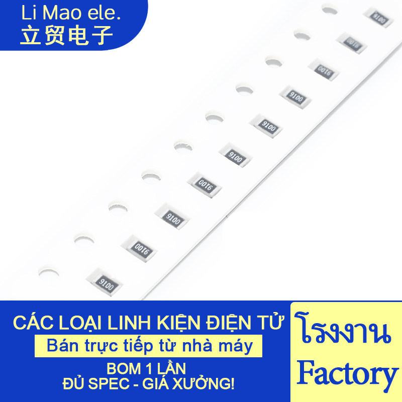 ((100 Cái) 0402 0603 0805 1206 Điện Trở Chip 1 Om 10 Om 100R 1K 10K 100K 1M 10M