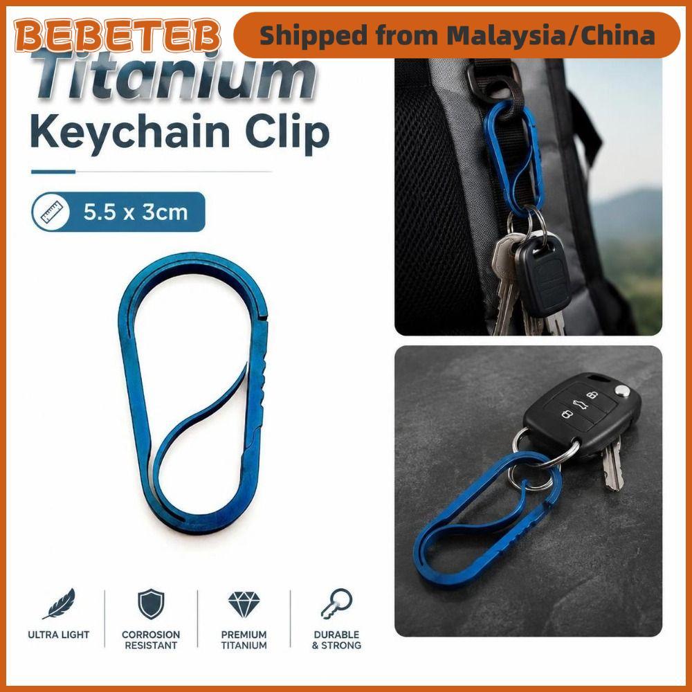 Kẹp móc khóa Titan BEBETMY, móc EDC Titan liền khối, móc nhanh lò xo tích hợp, móc khóa Titan xanh c