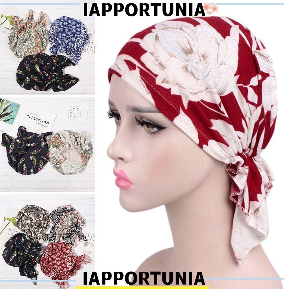 IAPPORTUNIA Mũ quấn đầu Beanie Hồi giáo Ruffle Cancer Chemo Hat