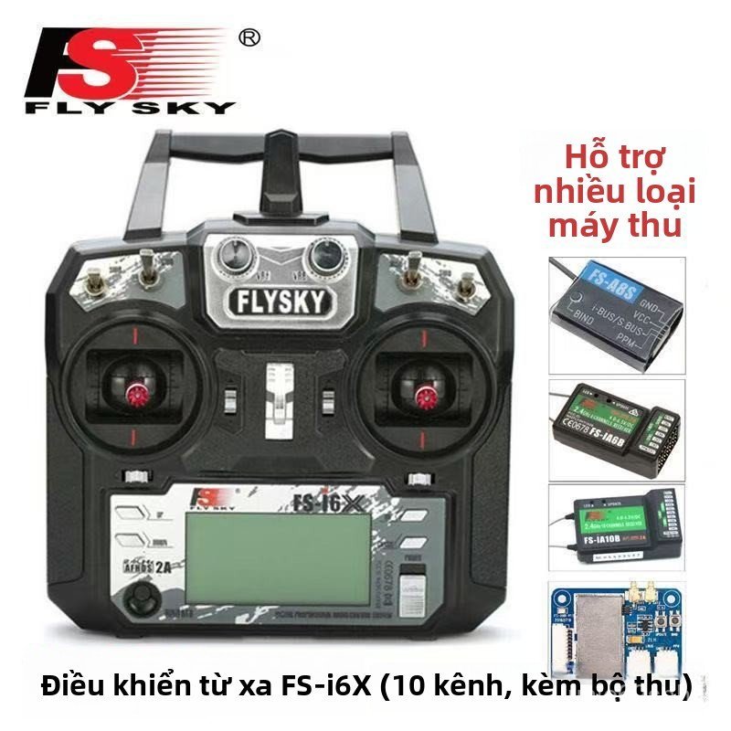 Bộ điều khiển xa FlySky FS-i6X kèm máy thu IA6B, IA10B, dùng cho xe mô hình, tàu thuyền, chính hãng,