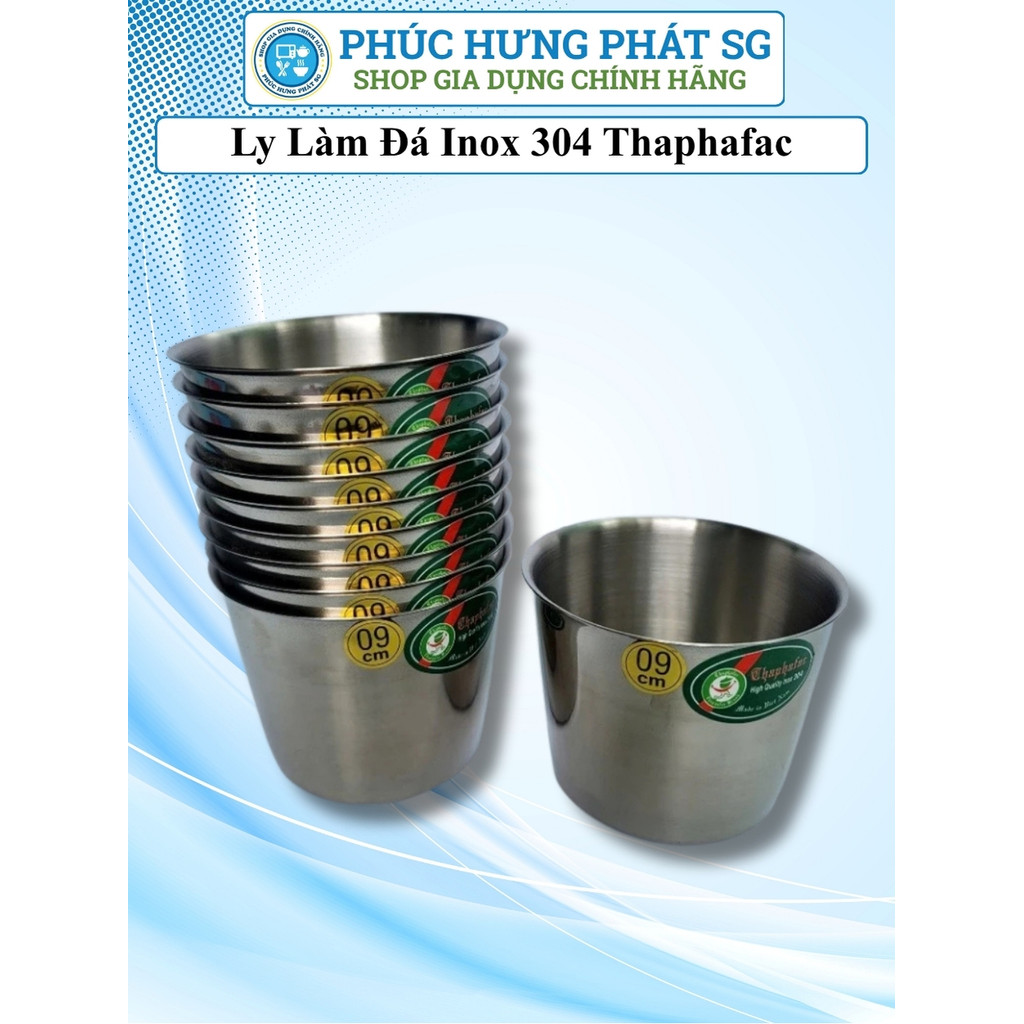 Ly Làm Đá Inox 304 Thaphafac, Cốc Inox Cao Cấp Dùng Tủ Lạnh, Combo 10 ly – Size 7/8/9/10cm