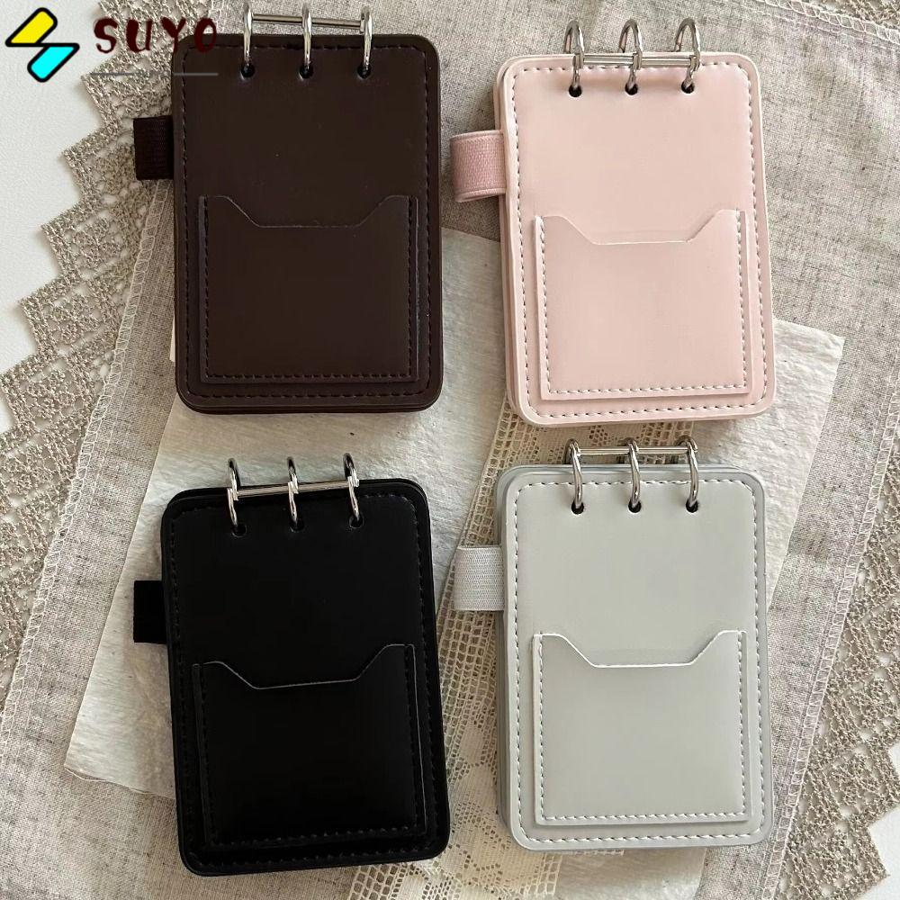 SUYO 3 Lỗ Chất Kết Dính Bao Da, Da 3 Lỗ Bao Da, Khe Cắm Ảnh Lật Thời Trang Có Thể Tháo Rời Flip Bind