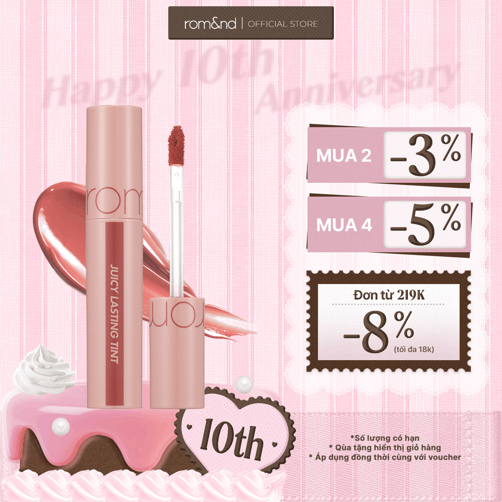 [Rom&nd] [#23 Nucadamia] Son Tint lì cho môi căng mọng Hàn Quốc Romand Juicy Lasting Tint 5.5g