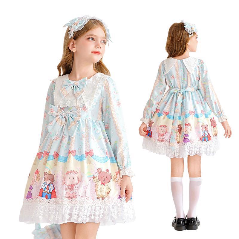 Trẻ Em lolita Dài Tay Đầm Bé Gái Bé Gái Ren Tây Ban Nha lolita Phong Cách Mục Vụ Đầm Công Chúa