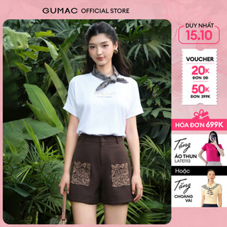 Áo thun nữ tay cánh dơi thêu chữ vải cotton dày dặn co giãn thoáng mát thời trang GUMAC ATF05006