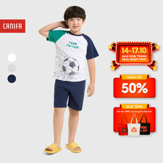 Bộ mặc nhà bé trai CANIFA áo thun cộc tay quần đùi in họa tiết PS 2LS25W012