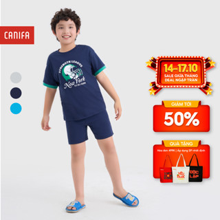 Bộ mặc nhà bé trai CANIFA áo thun ngắn tay quần đùi có hình in 2LS25S005