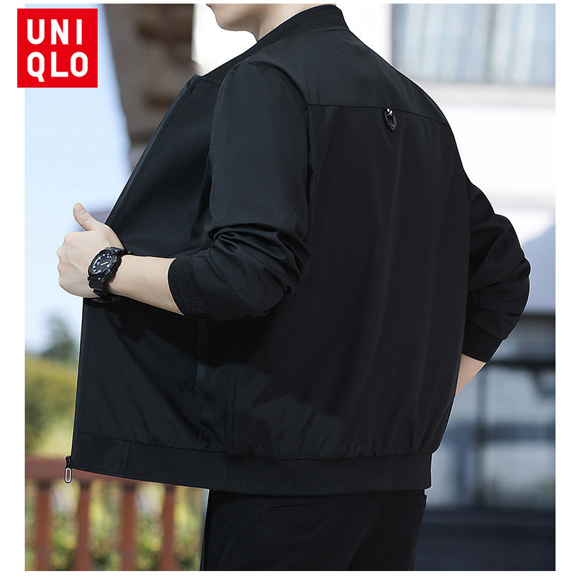 Áo khoác Uniqlo Nam chống gió chống thấm nước Hàn Quốc mỏng vừa vặn áo khoác bomber cổ đứng M-5XL