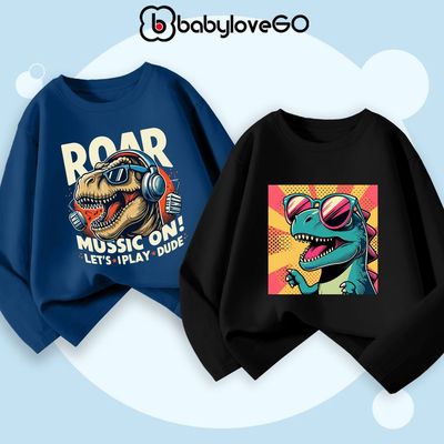 Áo thu đông dài tay cho bé trai BabyloveGO mẫu mới 2026 chất thun cotton cổ tròn in độc đáo cho bé 1-10 tuổi