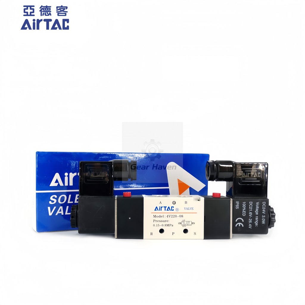 Van điện từ 5 chiều Airtac 2 bit 4v220-08 4v220-06 hoàn toàn mới