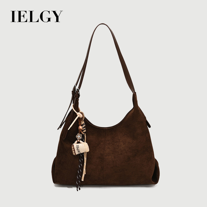 Túi Tote nữ IELGY Da lộn Túi đeo nách cổ điển dung tích lớn