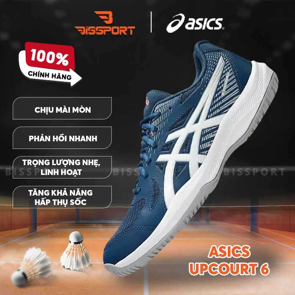 Giày Bóng Bàn/Cầu Lông Asics Upcourt 6 Xanh Chính Hãng - Bền Bỉ - Nhẹ - Ổn Đinh - Êm Ái - Thoáng Khí