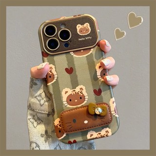  Kitty Avatar Gấp Giá Đỡ Da Ốp Lưng Điện Thoại iPhone 17 Pro Max 16 15 14 13 Vỏ Bảo Vệ Chống Sốc 
