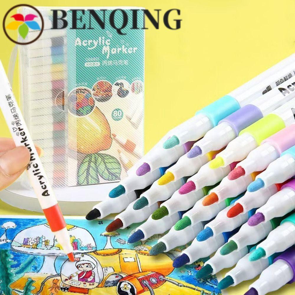 BENQING Paint Art Marker, Soft Tip Waterborne Brush Acrylic Marker Pen Set, Đa Năng DIY Craft Water-
