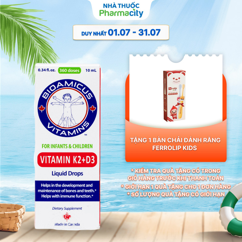Dung dịch Bioamicus For Infants And Children Vitamin K2 And D3 hỗ trợ tốt cho xương, răng của bé (10