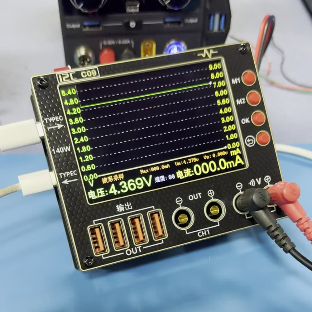 Giảm giá thanh lý Đồng hồ đo dạng sóng C09 I2C, điện áp kênh kép đầu vào 0-40V và máy đo dòng điện