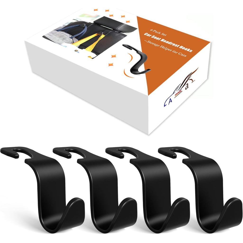 Amooca 4-Pack Móc tựa đầu ô tô Dụng cụ sắp xếp lưu trữ xe cho ví Túi xách Tạp hóa Ba lô Áo khoác – G