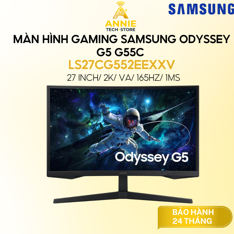 Màn Hình Gaming SAMSUNG Odyssey G5 G55C LS27CG552EEXXV, LS32CG552EEXXV (27-32inch/2K/VA/165Hz/1ms)