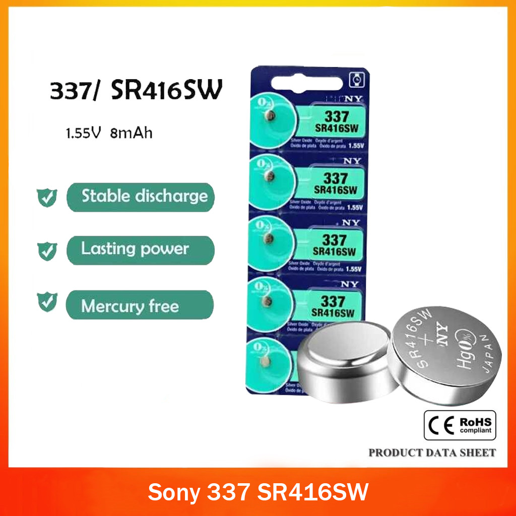 Sony 337 SR416SW Sier Oxide Button Cell Batteries For LED Headphone Watch Batteries【Original】