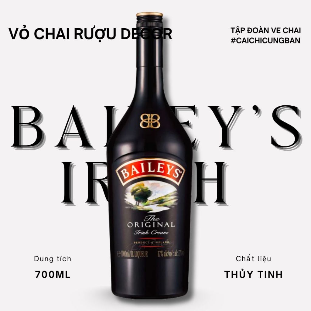 [DECOR] Vỏ chai đựng rượu đẹp Bailey Irish cream decor phòng ngủ chill trang trí bàn làm việc đẹp lạ