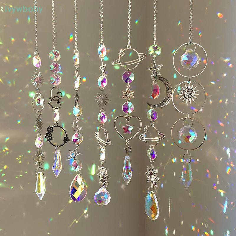 [IVY] Treo Mặt Dây Chuyền Pha Lê Sân Vườn Suncatcher Chuông Gió Cầu Vồng Lăng Kính Pha Lê Dây Xích Đ
