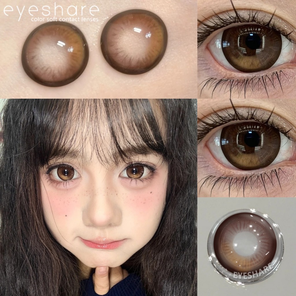 Eyeshare 1 cặp kính áp tròng màu hàng năm mắt gdansk vẻ đẹp phong cách thời trang mới màu xanh / nâu