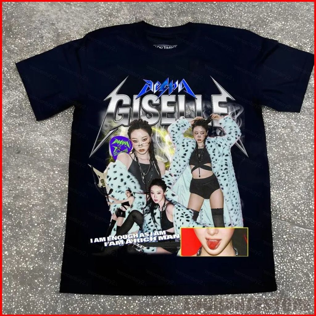 AESPA Rich Man Kpop cotton tee KARINA GISELLE WINTERNING Áo thun ngắn tay