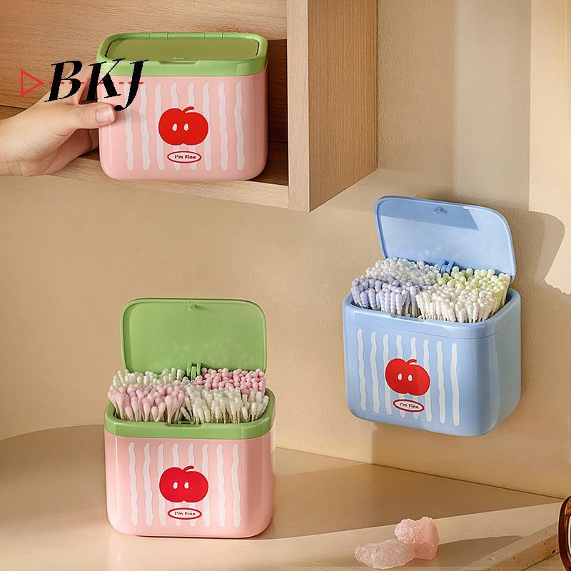 [KJ] Hộp đựng khăn bông Qtip có nắp, Hộp đựng đồ trang điểm phòng tắm [Mới]