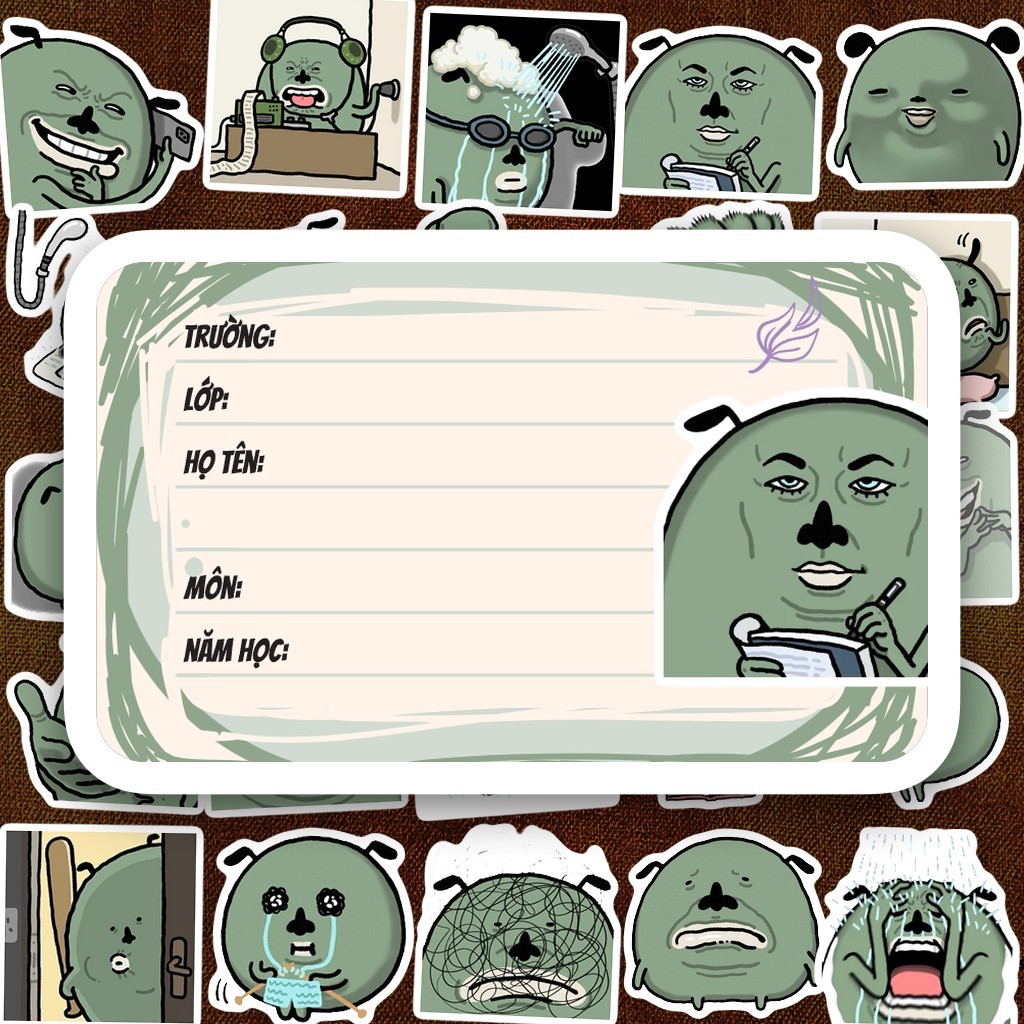 112 Nhãn Vở IN LASER Meme Hazen Ugly Dog Cry Chó Xấu Xí Khóc Lóc Trứng Bắc Thảo Bựa Dán Tập Học Sinh