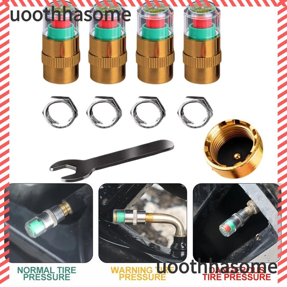 UOOTHASHASOME 9 Cái / bộ Mũ cảnh báo áp suất lốp ô tô, Mũ phát hiện áp suất lốp chống trộm 2.4Bar / 