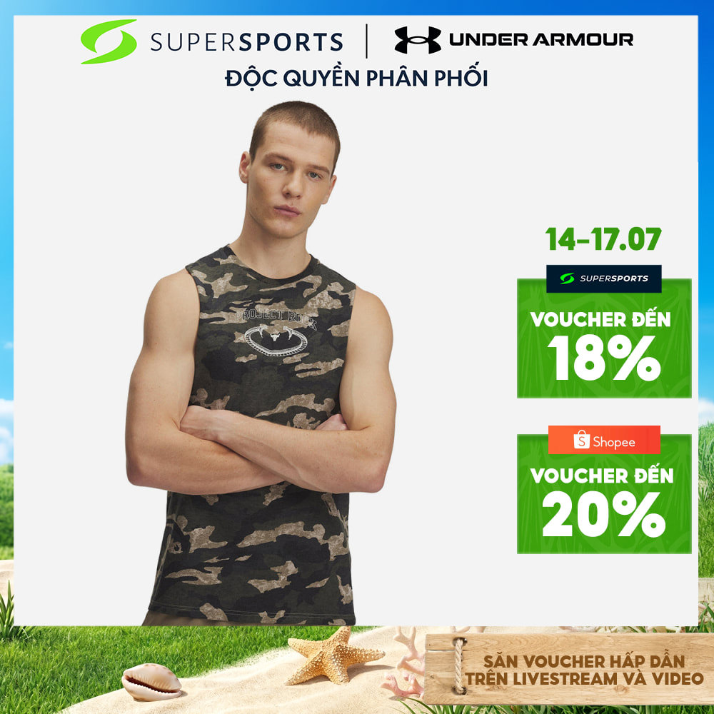 Áo Ba Lỗ Nam Under Armour Project Rock Camo - Be - 1389978-299
